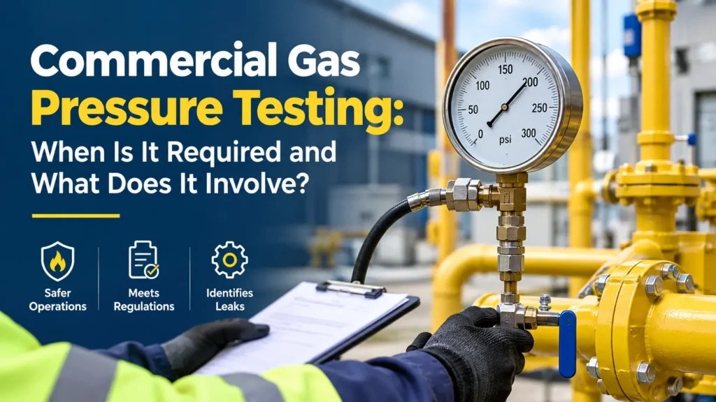 Commercial gas pressure testing on commercial gas pipework