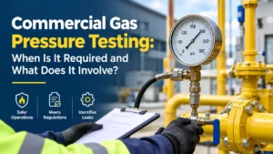 Commercial gas pressure testing on commercial gas pipework